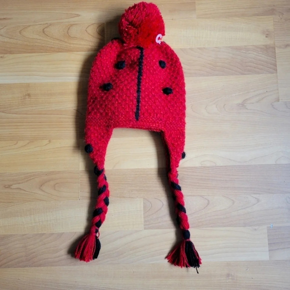 Andes Gifts Kids Handmade Alpaca Blend Ladybug Hat Unisex Winter Made in Peru - Picture 4 of 6
